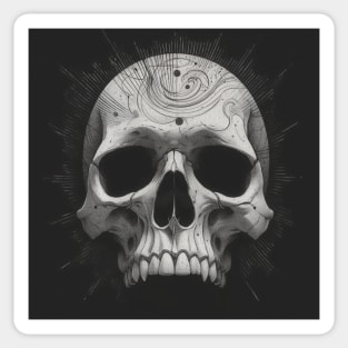 Monochrome Illustration of Skull Sticker